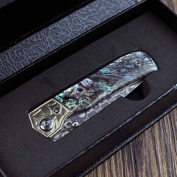 金文丰黑版 丝彩大马士革折刀削皮刀水果刀家用随身口袋刀迷你折叠刀工具刀切菜刀切肉刀收藏小刀