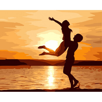 diy数字油画油彩画情侣结婚卧室 手绘填色装饰画 40*50 天鹅爱意 天长