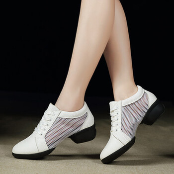 恒阔(hunkle) 夏季广场舞鞋女软底水兵舞蹈鞋女透气爵士跳舞女鞋 白色