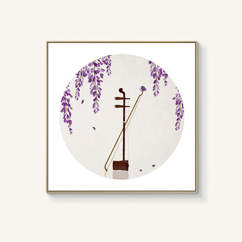 石家小鬼 新中式装饰画中国风传统乐器客厅沙发背景墙壁挂画 3二胡 63