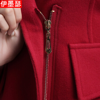 伊墨瑟 2016新款春季毛呢大衣 女 中长款毛呢外套女韩版呢料 藏青不加棉 L  / 尺码偏小