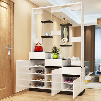 进门鞋柜现代简约隔断柜玄关柜装饰柜客厅门厅柜屏风柜间厅柜 2m黑白