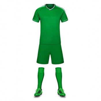 短袖比赛训练服儿童装 光板球衣可定制印号 绿色 童m身高130-140