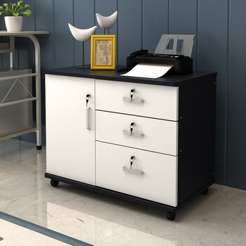 木质文件柜子储物柜办公矮柜移动资料柜带锁抽屉柜活动柜床头小柜 一