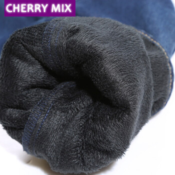 
                                        cherry mix 冬季修身中腰显瘦加绒牛仔裤女弹力小脚铅笔裤长裤靴裤女9003 深蓝色9003-3 29码                