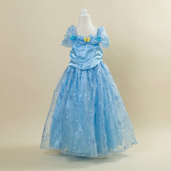 2017新款女童连衣裙 儿童公主礼服裙子童裙 s1208-短袖蓝色刺绣灰姑娘