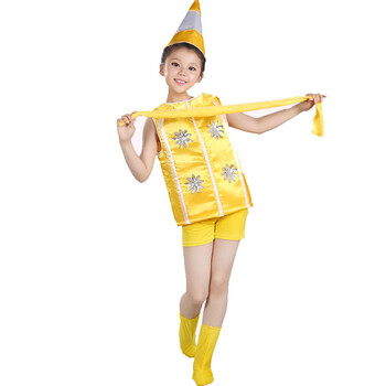 六一儿童节七彩画笔演出服小荷风采表演服幼儿园蜡笔舞蹈服装 黄 110