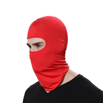 冰丝骑行防晒面罩男女cs蒙脸睡眠头套全脸防尘摩托车护脸口罩 大红色
