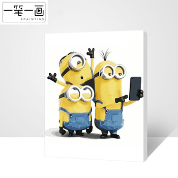 40*50手绘卡通动漫儿童房简单油彩装饰画 玫瑰姑娘 小黄人爱自拍 50*