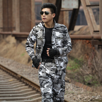 雪地迷彩服套装男户外特种兵作训服海军陆战队迷彩军装军训服 雪地