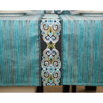 加厚欧式简约布艺桌布 餐桌 茶几书桌 方桌 圆桌布 盖布 定制 孔雀蓝