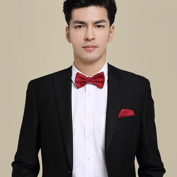 男士正装礼服结男结婚酒红红色新郎伴郎英伦婚礼蝴蝶结 红色欧式花纹