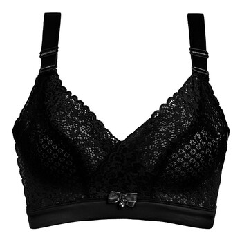 直立棉无钢圈胸罩聚拢性感蕾丝少女内衣女士调整型文胸 黑色 70b