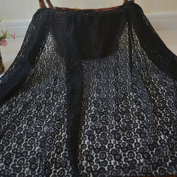 黑色镂空刺绣蕾丝花边服装连衣裙diy衣服裙子布料 黑色小圆形花