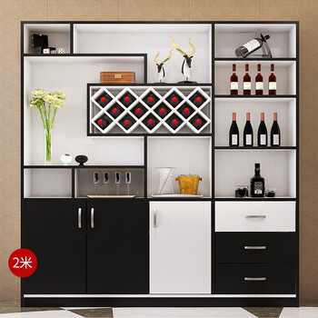 多功能餐厅红酒柜现代简约餐边柜隔断储物柜玄关柜c-50 2米*2米 黑白