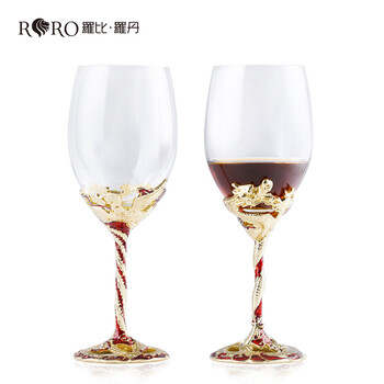 
                                        罗比罗丹玻璃红酒杯礼盒装 定制刻字高脚杯婚礼对杯龙凤中式婚礼酒杯                