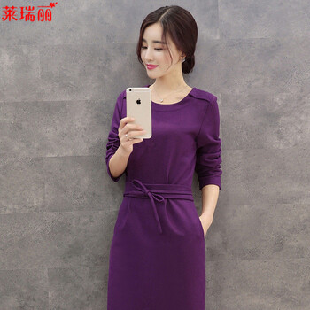 莱瑞丽 2015秋冬女装装新款长袖毛呢连衣裙 9051 图片色 M