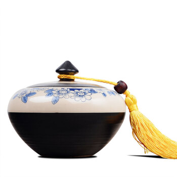 豪峰 密封窑变茶叶罐汝窑青花瓷陶瓷普洱罐储食罐密封茶罐糖果罐 青花瓷蝶恋花茶叶罐简装