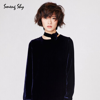 SMENG SHY 蚕丝天鹅绒手工玫瑰花百搭多功能装饰系带 SA003-N 藏青色 L