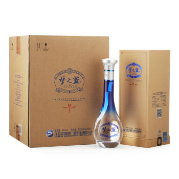 洋河蓝色经典 梦之蓝M1 45度 整箱装白酒 500ml*4瓶（内含2个礼袋） 口感绵柔浓香型