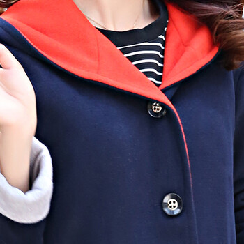 淑芮毛呢大衣女非羊绒大衣2015秋款大衣女毛呢毛呢外套女 藏青色 XXL