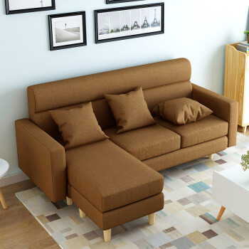 欧意朗 沙发 布艺沙发 小户型布沙发组合 客厅沙发 咖啡色