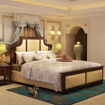 初诺(chunuo) 床美式床双人床简欧家具卧室1.