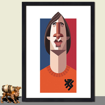 足球海报挂画装饰画球星俱乐部挂画梅西马拉多纳卧室餐厅 克鲁伊夫 60