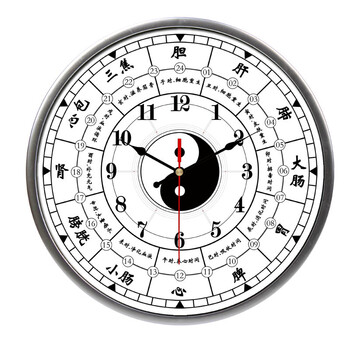 中式创意装饰挂钟艺术子午流注太极钟表推拿客厅中医养生静音挂表