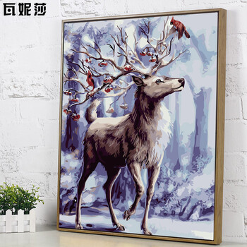 数字油彩画diy油画客厅风景动物手绘填色减压手工装饰挂画鹿 雪鹿 40*