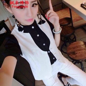 布咪朵2015新款女装时尚修身马甲高腰长裤套装1349T443B 黑色 S