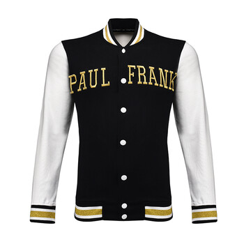 2015秋冬新款paulfrank大嘴猴卫衣男女情侣款棒球服外套韩版时尚休闲上衣拉链印花 男款黑色 L