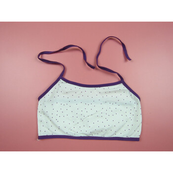 新款全棉学生内衣 挂脖系带文胸发育期可爱抹胸裹胸少女背心 紫色