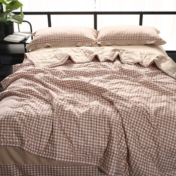 8米/2米床单被三件套四件套 米黄格格 100*150cm儿童夏被