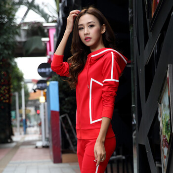 兰格利萨 卫衣女套装秋冬季新款休闲套装女运动服开衫长袖卫衣三件套 灰色三件套 M