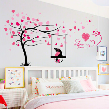 创意婚房卧室床头贴画温馨浪漫女孩房间背景墙面装饰爱心情侣贴纸