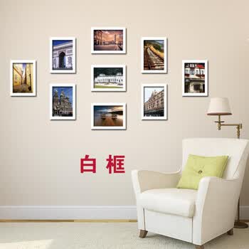 相框挂墙组合相片墙照片墙简约现代 相框挂墙实木组合家居客厅墙上装