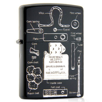 芝宝zippo打火机 黑漆内胆结构分解图2bk-ant 黑钛机芯构造图 正版