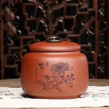 
                                                                                藏壶天下茶叶罐茶罐紫砂茶叶罐大号普洱茶罐陶瓷茶叶盒装茶叶罐 兰 紫泥                