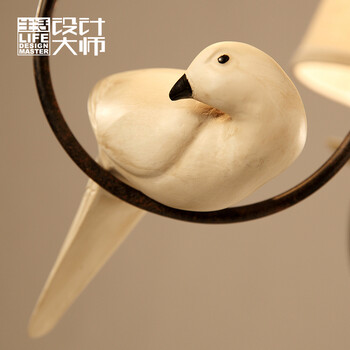 生活设计大师美式乡村吊灯客厅吊灯地中海创意餐厅灯咖啡厅8头小鸟吊灯
