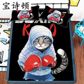 动漫席子来图定做海贼王冰丝席三件套可水洗折叠 浅黄色 拳击猫 0
