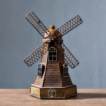 复古客厅酒柜摆件工艺品荷兰风车装饰品摆件ar 棕色角风车