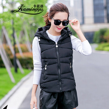 卡茗语2015秋冬新款羽绒服时尚韩版羽绒服修身马甲 黑色 L