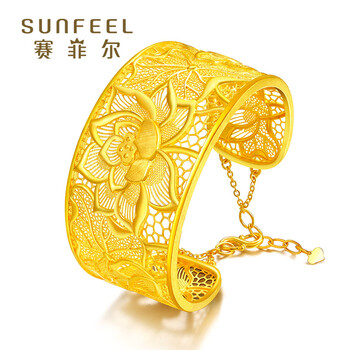 赛菲尔 黄金手镯CoCo李玟歌王同款足金镯子女款手镯子开口手环 情人礼物 李玟同款手镯 约28.6-28.64克(含工费550元）