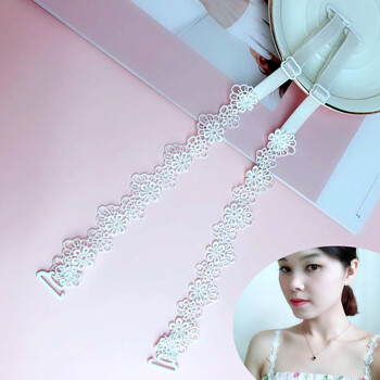 配件透明隐形带防滑一字领性感文胸字母宽肩带百搭 蝴蝶蕾丝肩带白色