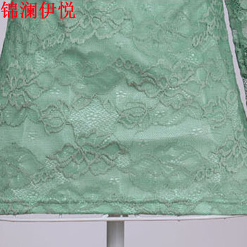 
                                        锦澜伊悦2016春秋季新款女上衣 性感V领百搭蕾丝钩花修身显瘦打底衫潮 豆绿1513 XL                