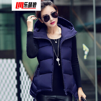 乐萌狼2015冬季新款韩版时尚修身羽绒棉服马甲中长连帽女背心Q15801 黄色 XXL