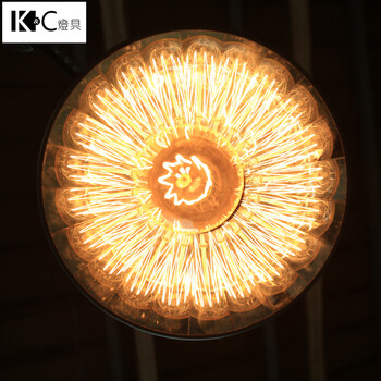 
                                        kc灯具 复古工业可拉伸三头铁艺吊灯镜面灯罩个性咖啡厅阁楼灯 KC-YT1837-3                