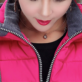 澳奇美（Aoqimei）2015秋冬新款女装休闲韩版糖果色中长马甲加厚连帽马夹背心1663 红色 4XL