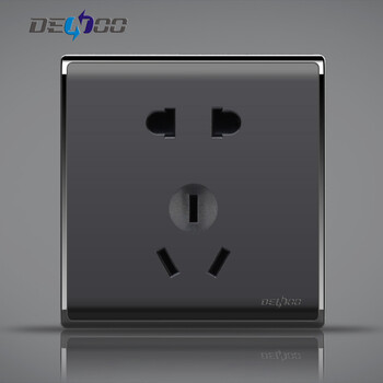 黑色开关插座usb充电插座86型家用五孔插座118型开关插座面板 五孔